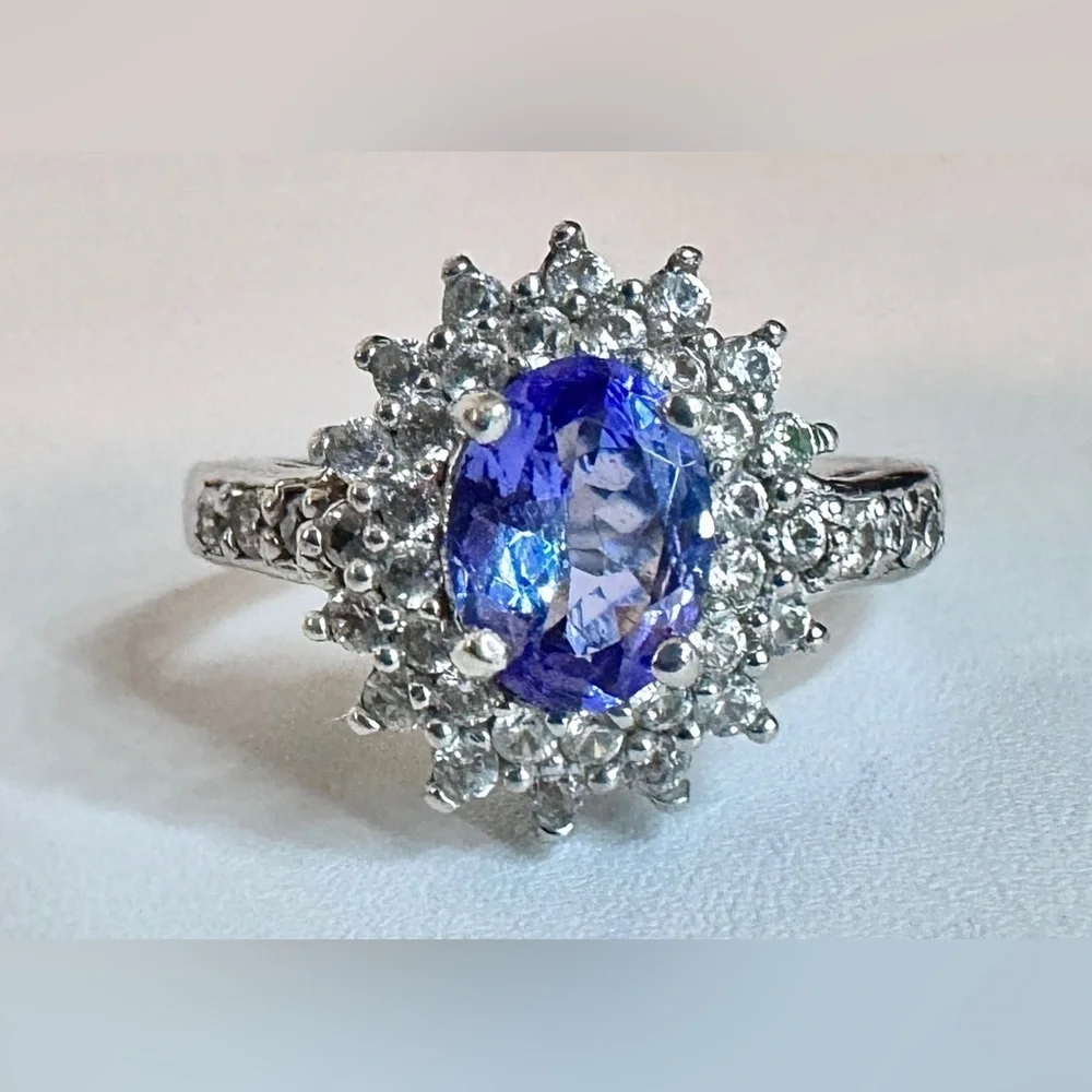 Tanzanite & Moissanite Sterling Silver Ring (7)